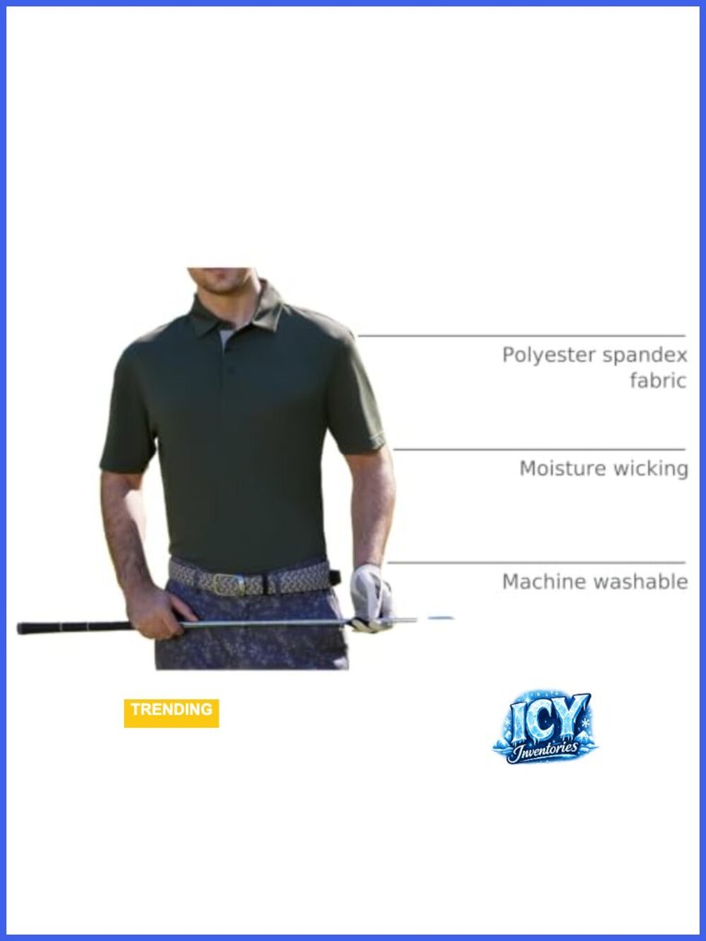 Men's Moisture Wicking Dry Fit Performance Golf Polo Shirt Short Sleeve - Picture 3 of 6